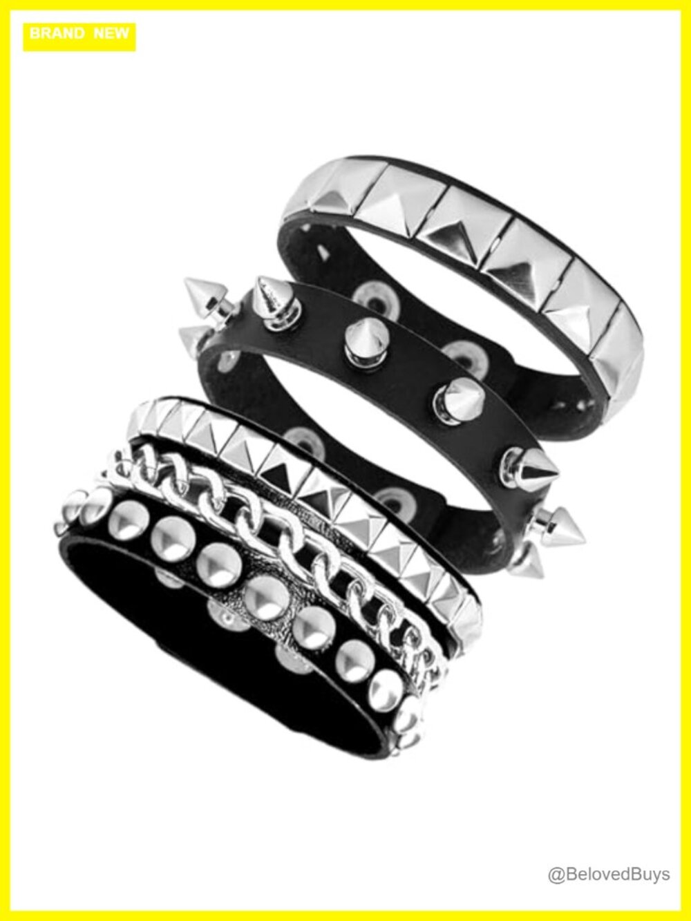 Faux Leather Punk Rock Cuff Bracelets Set Adjustable Emo Jewelry Gift